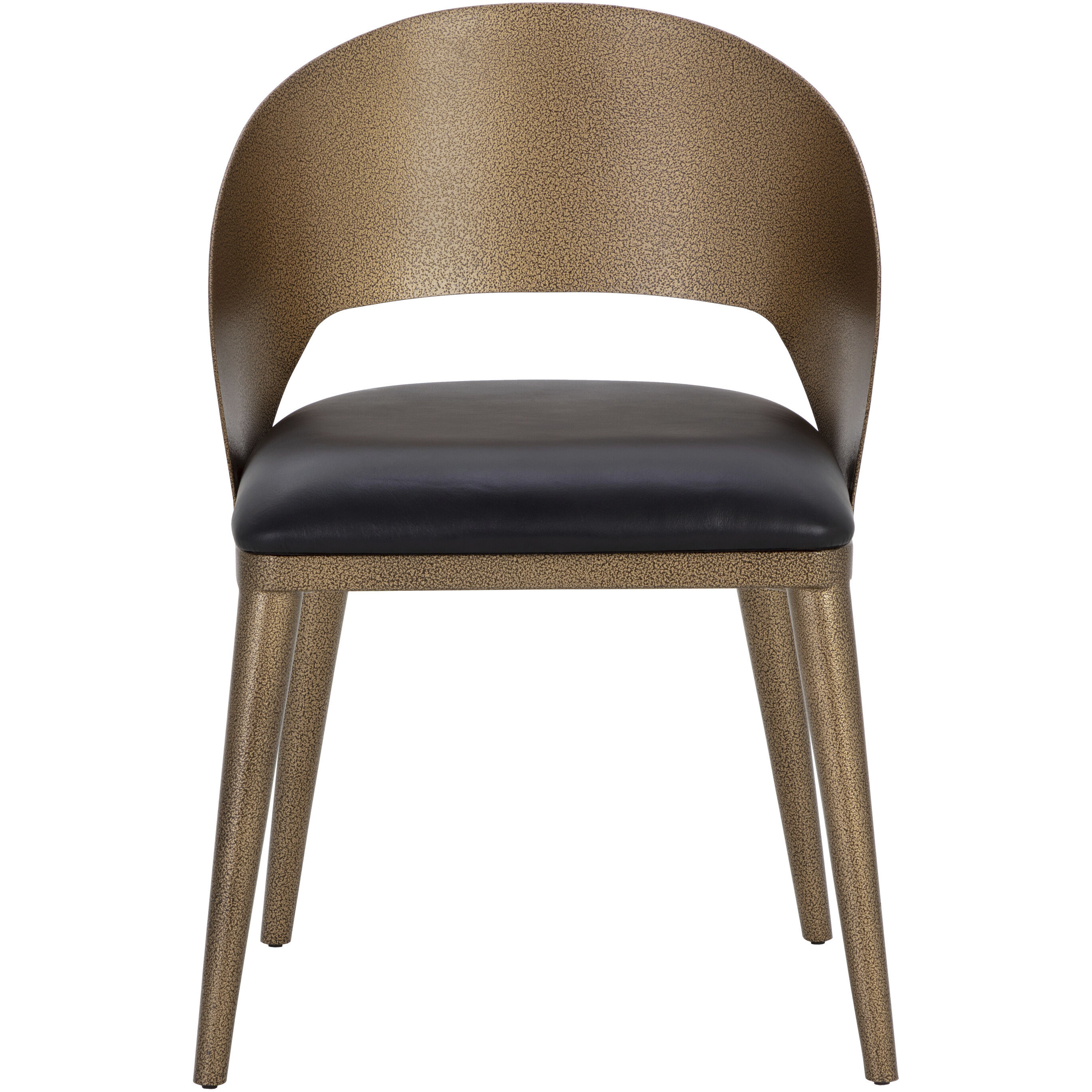 Dezirae Antique Brass / Charcoal Black Leather Dining Chair